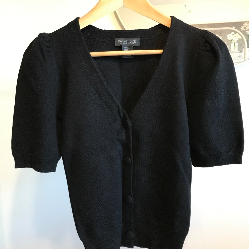Rachel Zoe black short sleeve sweater cardigan